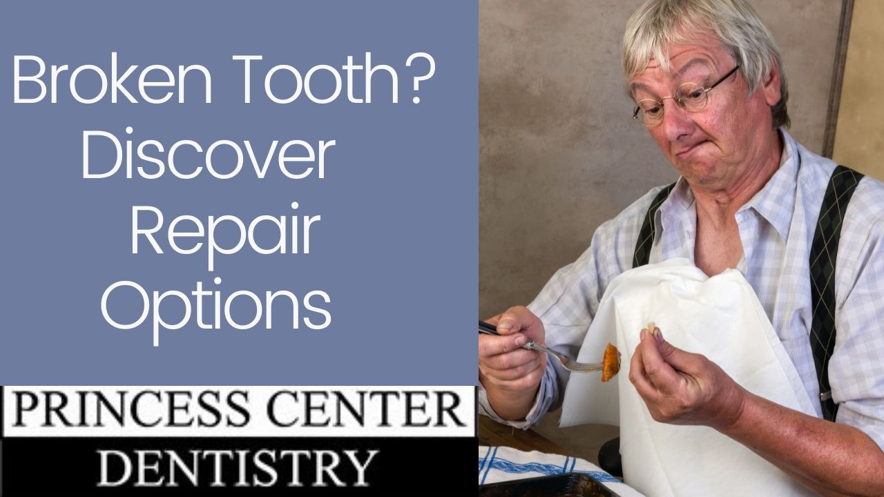 man eating food has broken tooth in hand